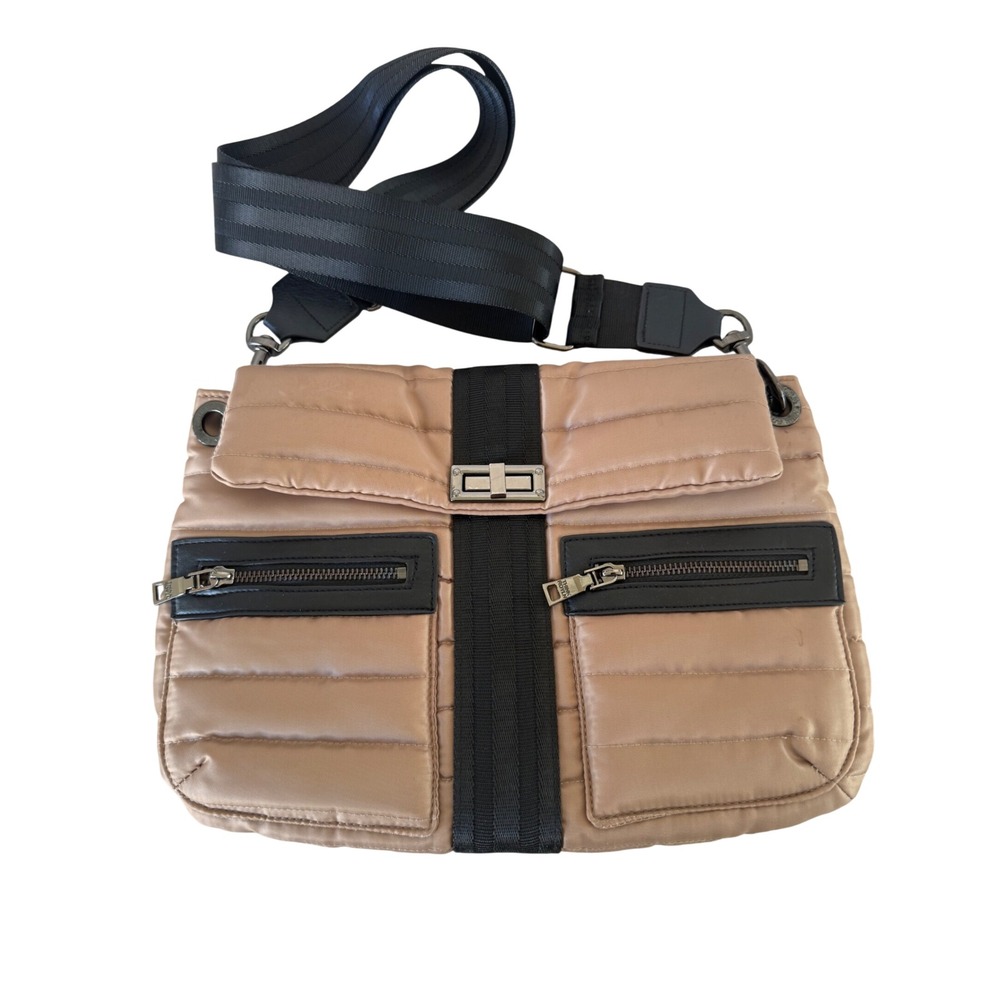 Think Royln Crossbody Bag Women Medium Tan Excellent‎ Quilted Puffer Flap Bag